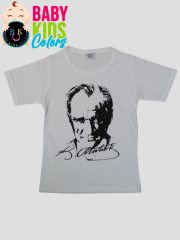 Düz renk Atatürk baskılı t-shirt